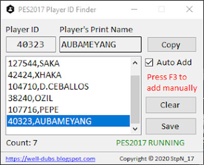 PES 2017 Player ID Finder Tool