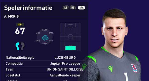 PES 2021 New Faces Anthony Moris