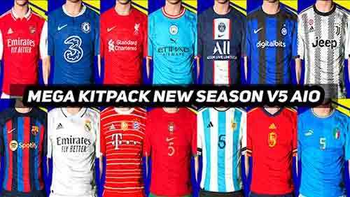 PES 2017 Mega Kitpack v5 Season 2022-2023, patches and mods