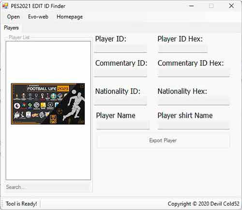 PES 2021 Edit ID Finder (SP Football Life 2023) by Putra Konjo - a new player ID finder for eFootball Pro Evolution Soccer 2021 has been introduced.