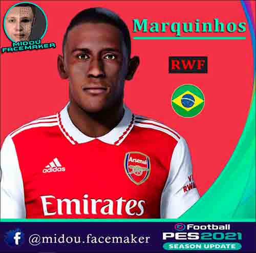 PES 2021 Marquinhos (Arsenal) by Midou Facemaker, patches