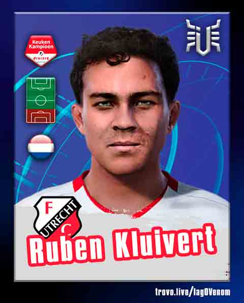 PES 2021 Ruben Kluivert Face - maker "IagoVenom" presented the face of the Dutch football player Ruben Kluivert for football eFootball Pro Evolution Soccer 2021. Kluivert is a defender of the Dutch club Utrecht.