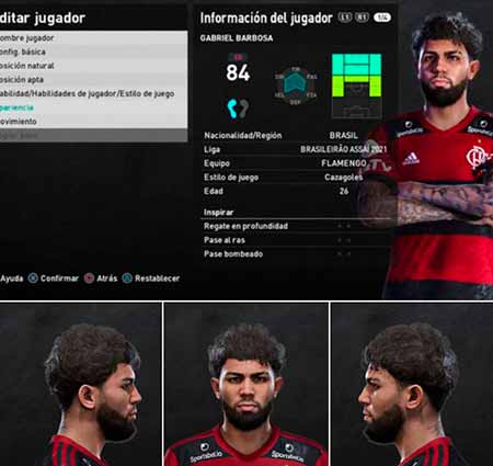 PES 2021 Gabriel Barbosa Face 2023 Peculiarities: Gabriel Barbosa is a midfielder for Arsenal and Italy.