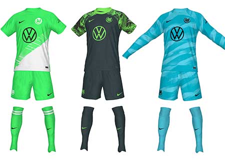 PES 2021 Wolfsburg Official Kits 2024 (PNG)