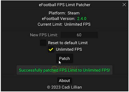 eFootball 2023 FPS Limit Patcher v1.11