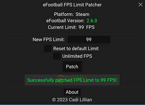 eFootball 2023 FPS Limit Patcher v1.12