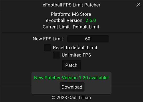 eFootball 2023 FPS Limit Patcher v1.20
