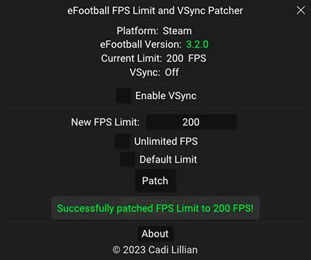 eFootball 2024 FPS Limit & VSync v2.02